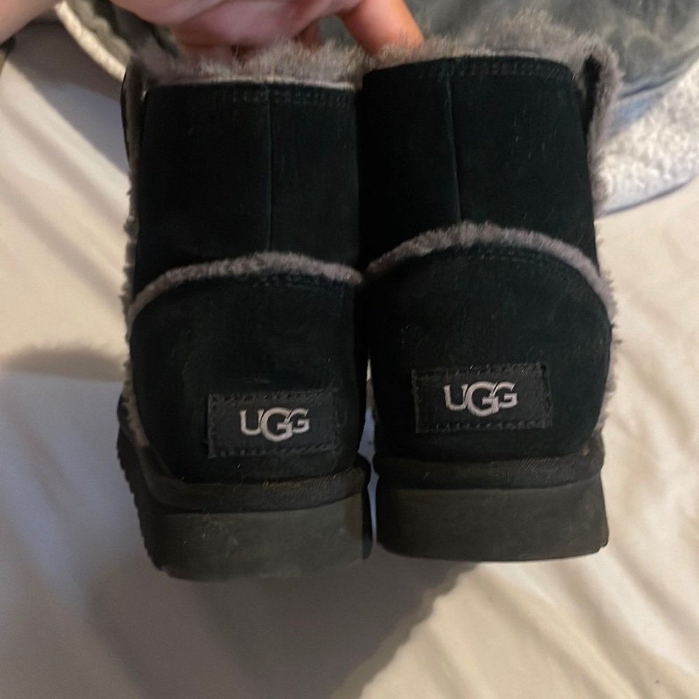 UGG classic mini spill seam booties black